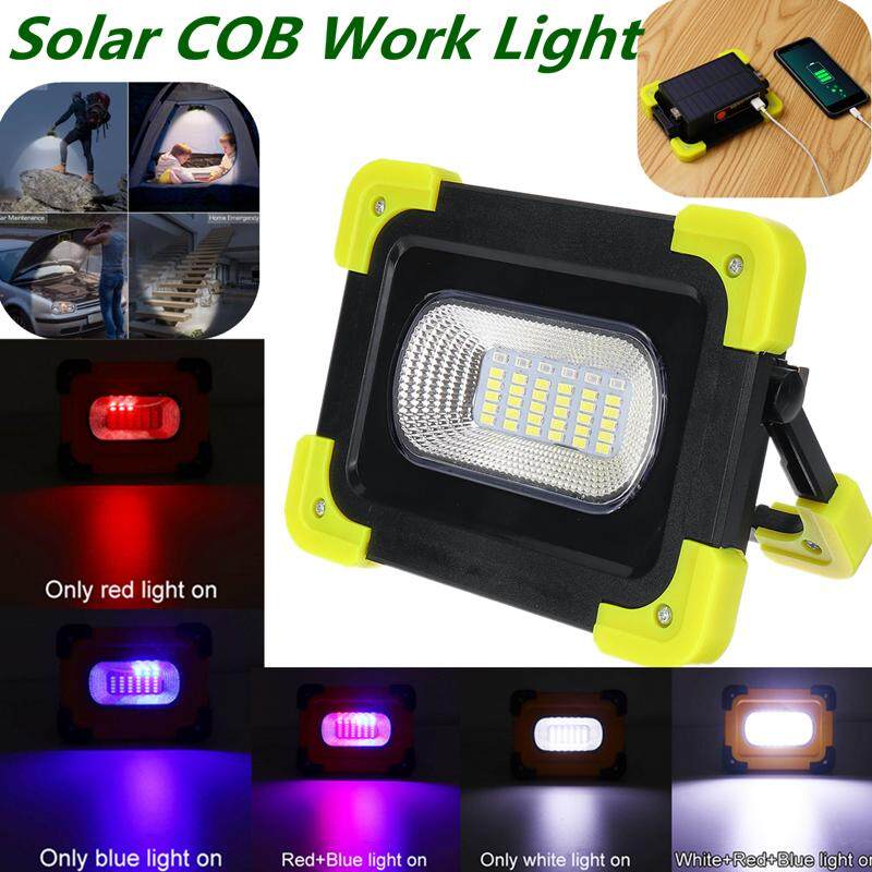 Portable 200W Tongkol LED Tenaga Surya Lampu Kerja 3 Mode Lampu Sorot Lentera Tenda Gantung Lampu Isi Ulang Daya USB Darurat Lampu Luar Ruangan Camping