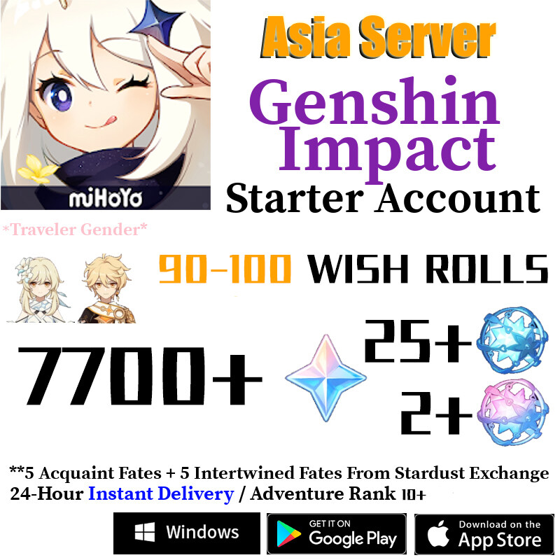 Primogems Genshin Impact Reroll Starter Account Asia