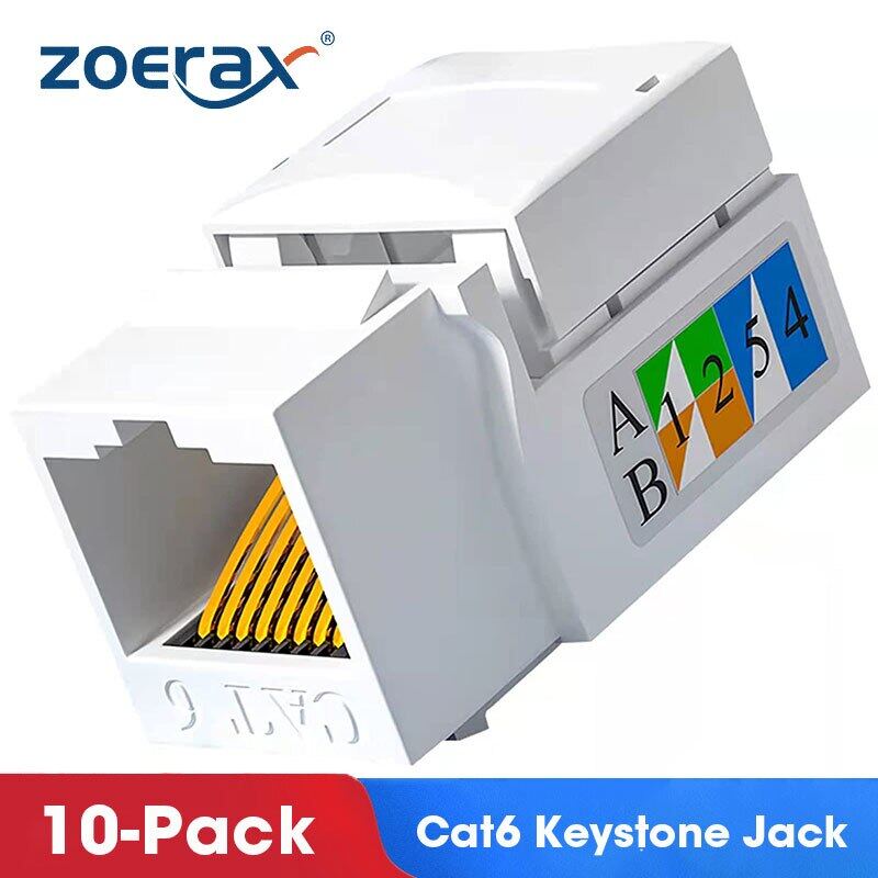 ZoeRax 10pcs Cat6 RJ45 Keystone Jack Punch Down Connector Network