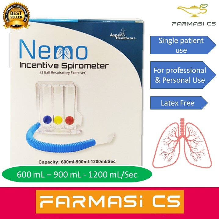 Nemo Incentive Spirometer 3 Ball Respiratory Exerciser 1 Box EXP