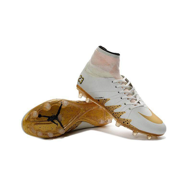 HV * Asli Nike Hypervenom Phantom II FG Neymar Jordan Mens Sepatu Sepak Bola Putih-Bertemu