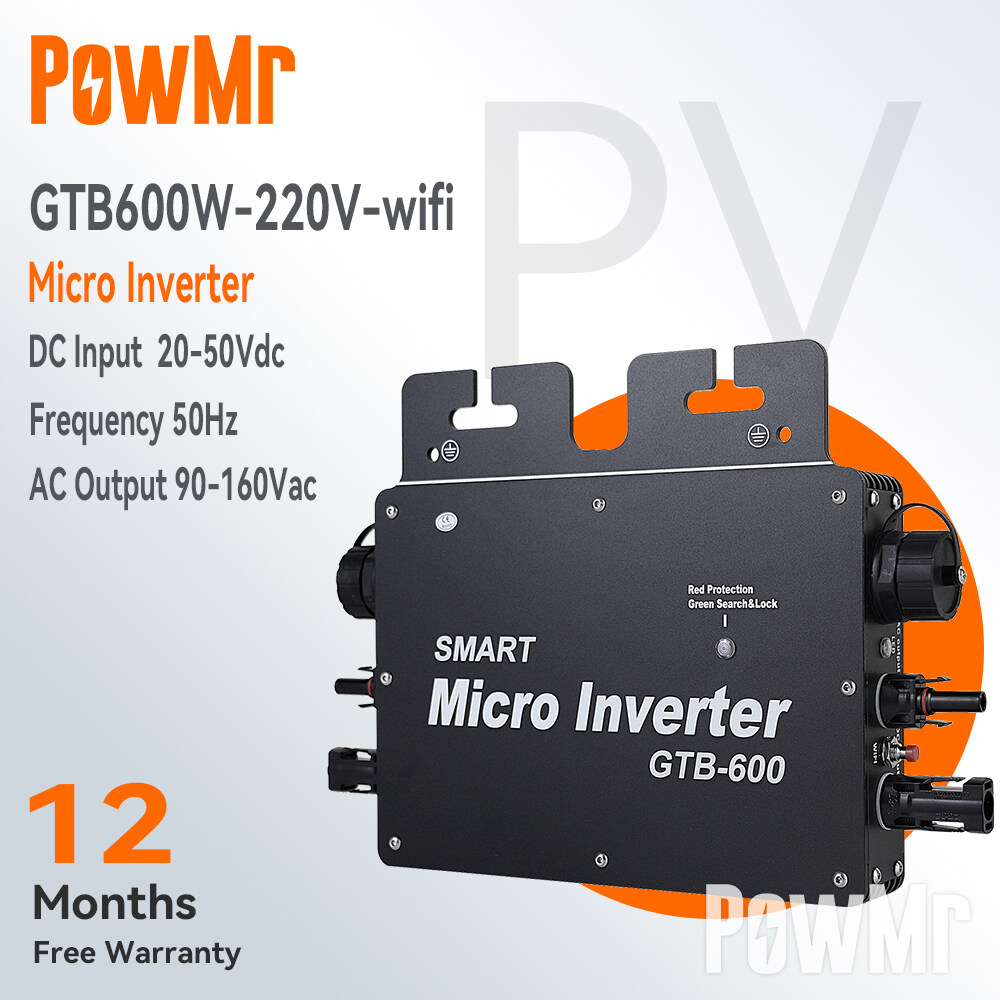 Inverter Mikro Cerdas PowMr Inverter Tenaga Surya MPPT Nirkabel