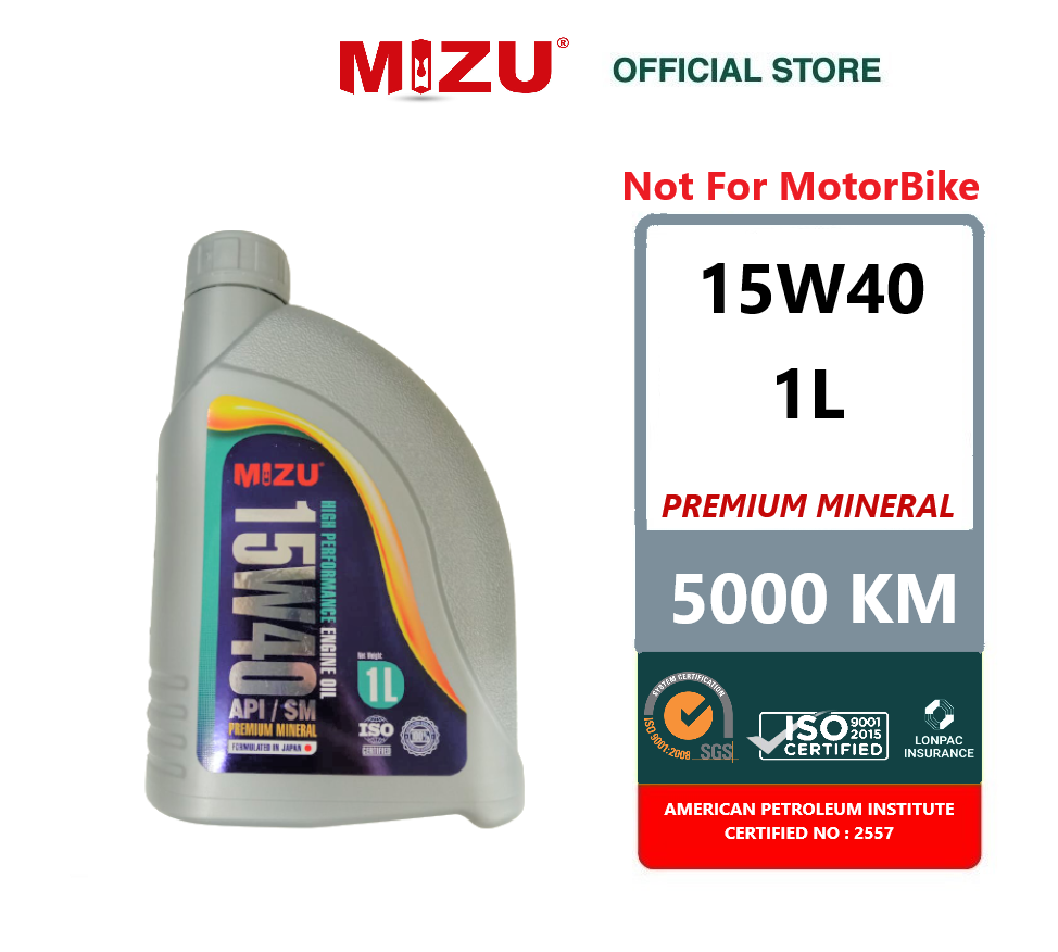 Mizu 1L Premium Mineral Lubricant 15W 40 Car Engine Oil 1 Litres