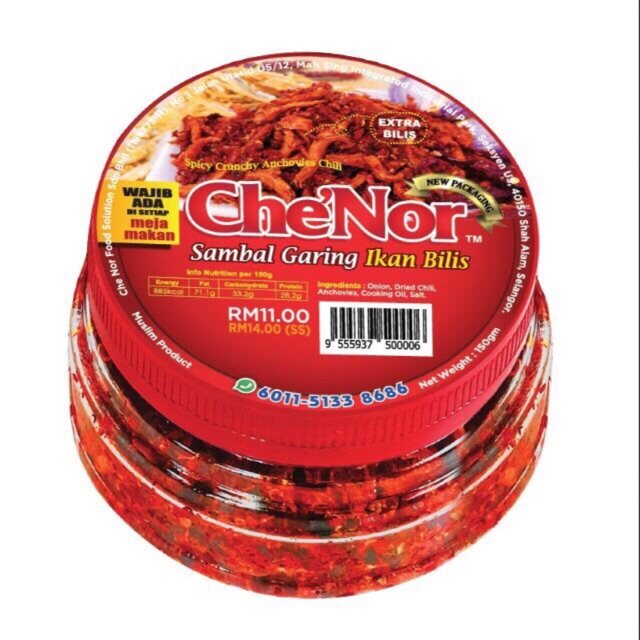 New Pack Original Sambal Garing Che Nor Extra Ikan Bilis Spicy Che