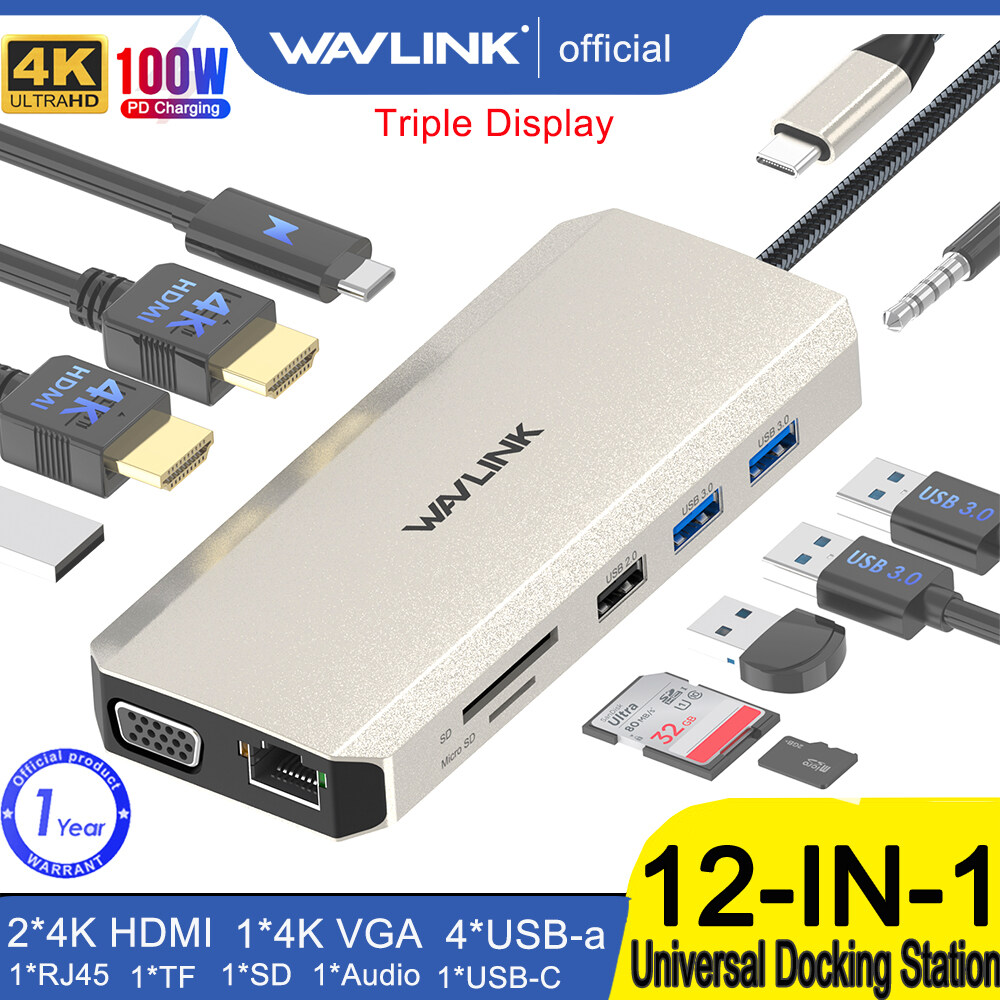 Wavlink Aluminum In Usb C Triple Display Docking Station Plug And