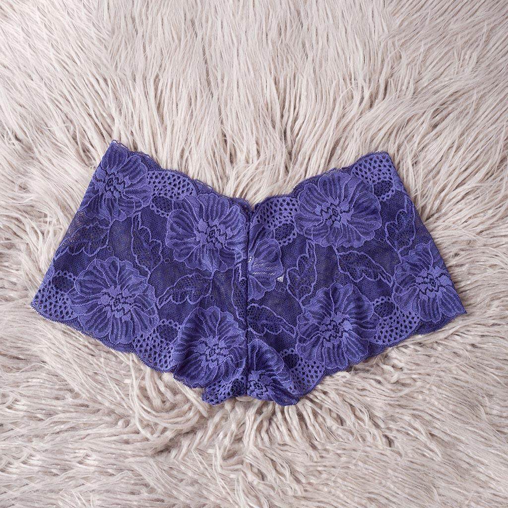 ลูกไม้กางเกงทรงแบนต่ำเอวสวย Jacquard กางเกงในผู้หญิงไม่มีความยืดหยุ่น
