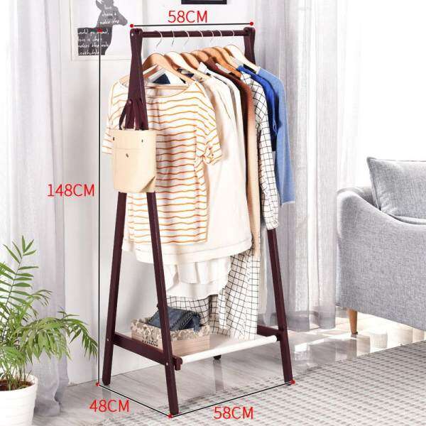 Yishangju Floor Cloth Hanger Solid Wood Clothes Rack Bedroom Multi-functional Hallstand Clothes Rack Creative Clothes Storage Rack