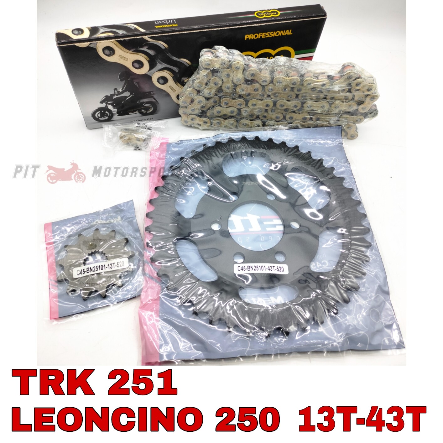 REGINA Benelli TRK251 Leoncino 250 Sprocket Chain Kit Set Rantai Spoket