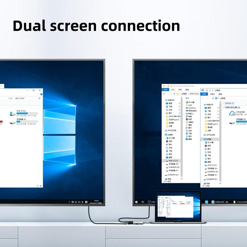 Hagibis Usb To Dual Hdmi Compatible Adapter Triple Display Video