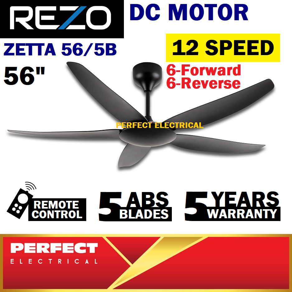 Rezo Zetta 56 Inch Ceiling Fan With Remote Control 6 Forward 6