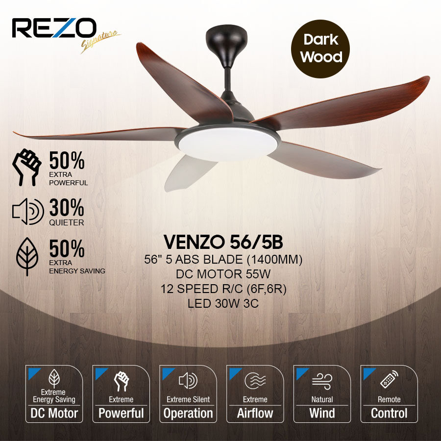 REZO Official Rezo Venzo 56 5B LED Ceiling Fan With Remote Control