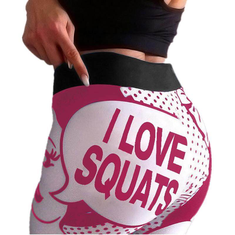 โยคะยิมสำหรับผู้หญิงเอวสูง Love Squat พิมพ์เลกกิ้งฟิตเนสกางเกงสำหรับวิ่งออกกำลังกายกางเกงวิ่ง Tights หญิงฟิตเนสกีฬา Leggins กางเกงเด็กผู้หญิง