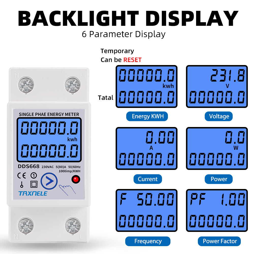 Single Phase Lcd Digital Energy Meter Reset Zero Kwh Voltage Current