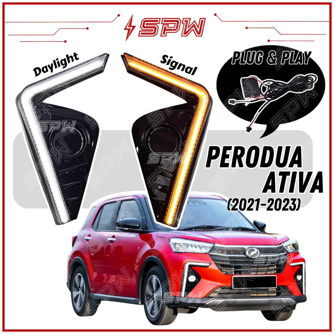 Perodua Ativa 2021 2023 LED Daylight DRL Foglamp Cover Foglight