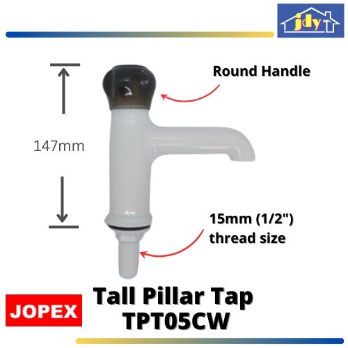 Jopex Pvc Pillar Tap With Round Handle Pt Cw Tpt Cw Mm For Basin