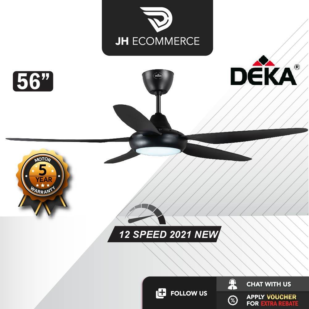 Deka 56 Inch 5 Blade DC Ceiling Fan DDC21L Tri Colour LED Light 12