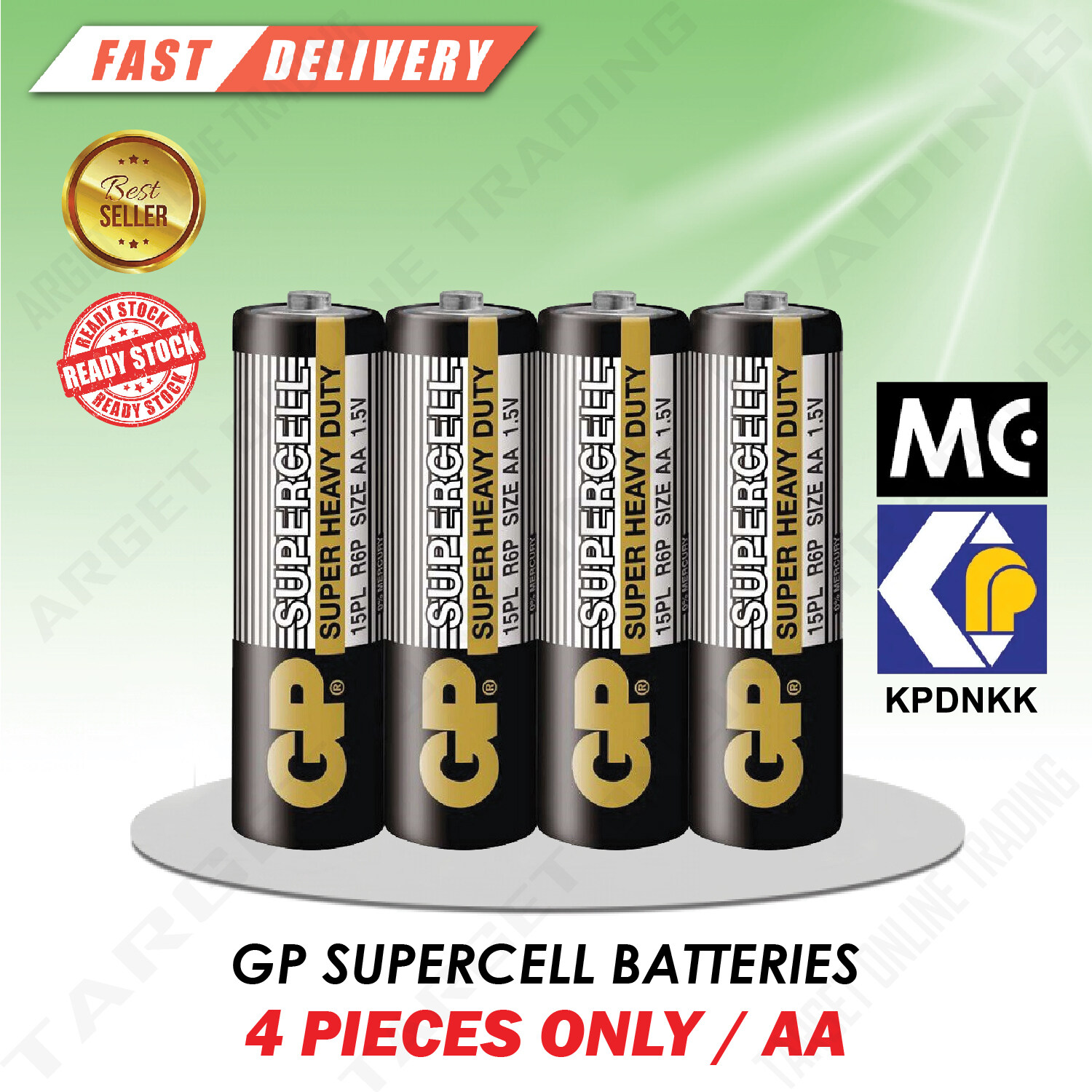 GP SUPERCELL Super Heavy Duty AA 1 5V Battery Batteries 4 Pieces ONLY