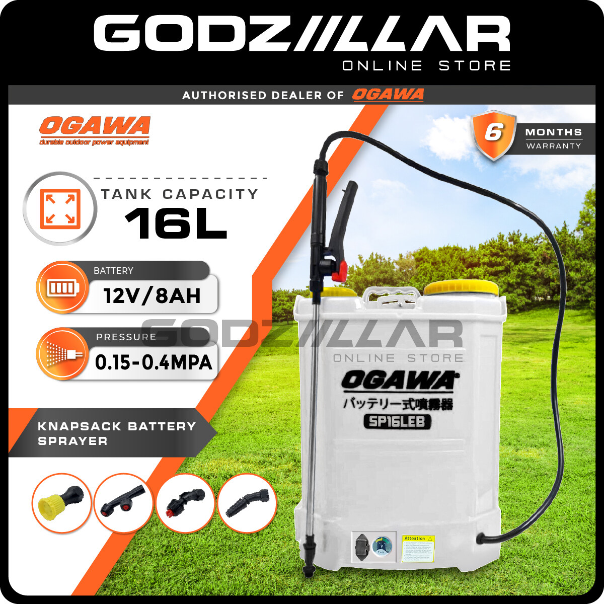 Ogawa 8L 16L 18L 20L Knapsack Battery Sprayer Pump Pam Racun Bateri