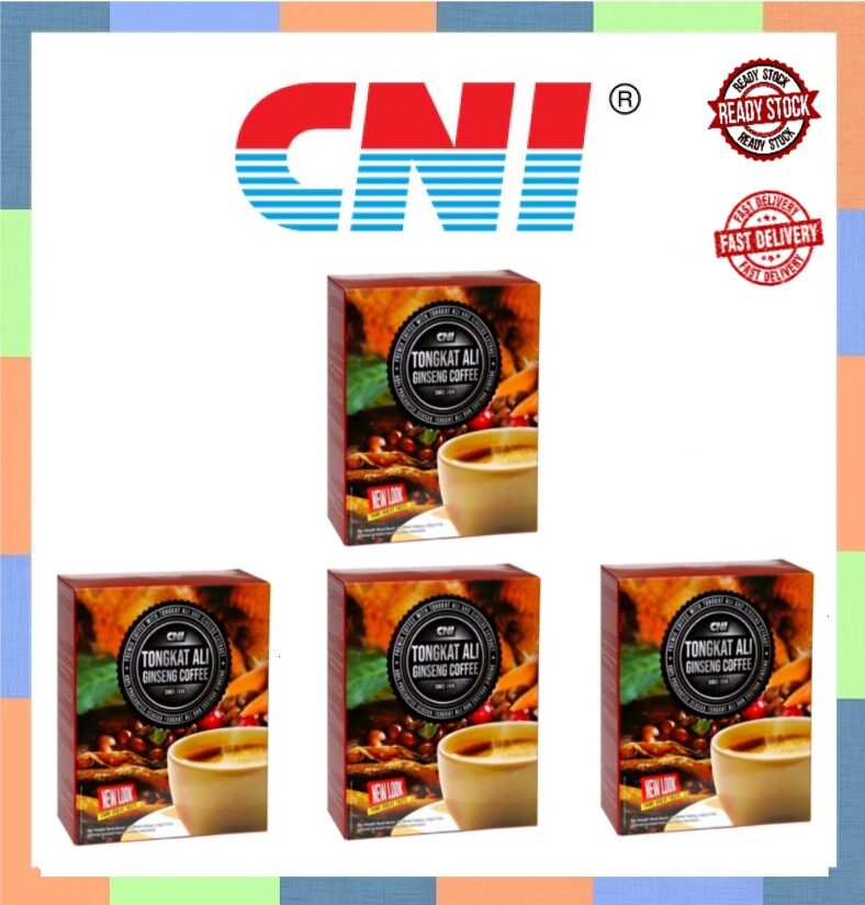 4 Box CNI Tongkat Ali Ginseng Coffee New Packaging 20 Sachets X 20g