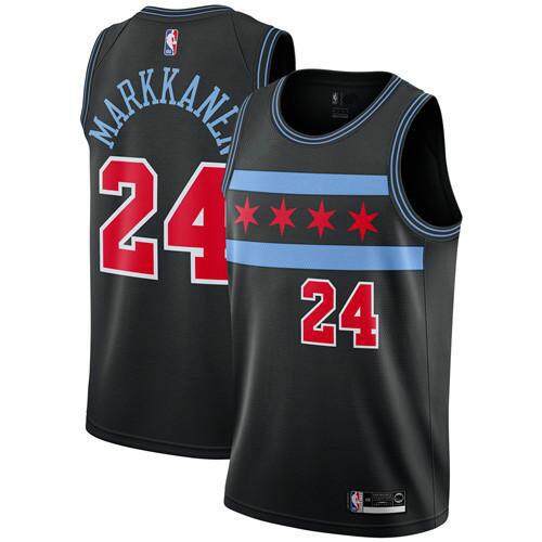 High Quality NBA Size S-2XL Men Basketballl Jersey Comfortable Discounted Chicago Bulls Lauri Markkanen #24 Black 2018/19 Swingman – City Edition