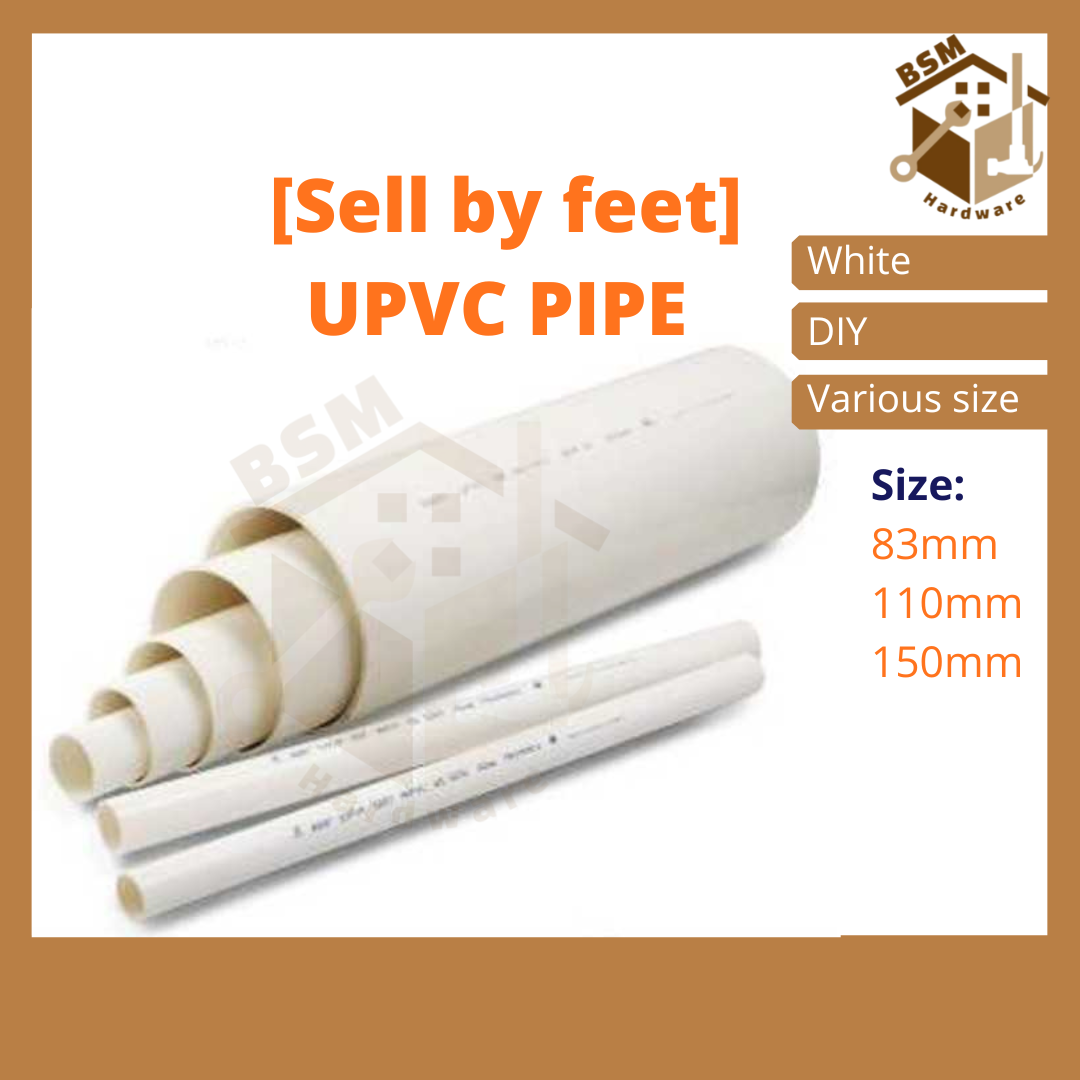 BSM Sell By Feet White UPVC Pipe White PVC Drainage Pipe Paip Air