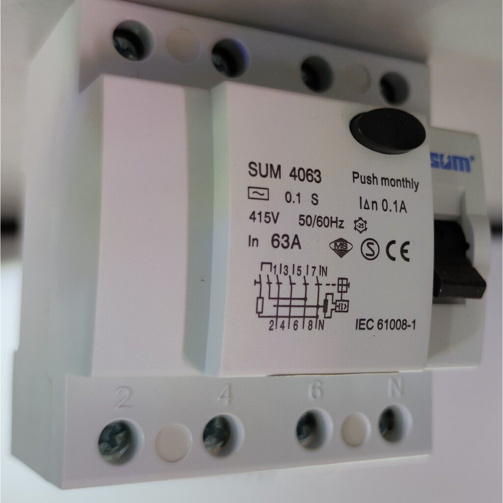 SUM RCCB ELCB 40A 63A 100A 2 POLE 4 POLE 30ma 100ma 6kA