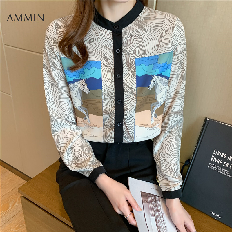 Ammin Tops Summer New Korean Version Of French Doll Collar Age