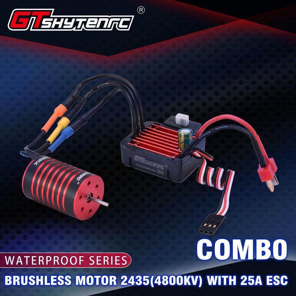 Gtskytenrc Combo 2435 4500KV 4800KV Motor Tanpa Sikat W/25A Esc untuk 1:16 1:18 Kereta Dorong RC Balapan Drift Mobil