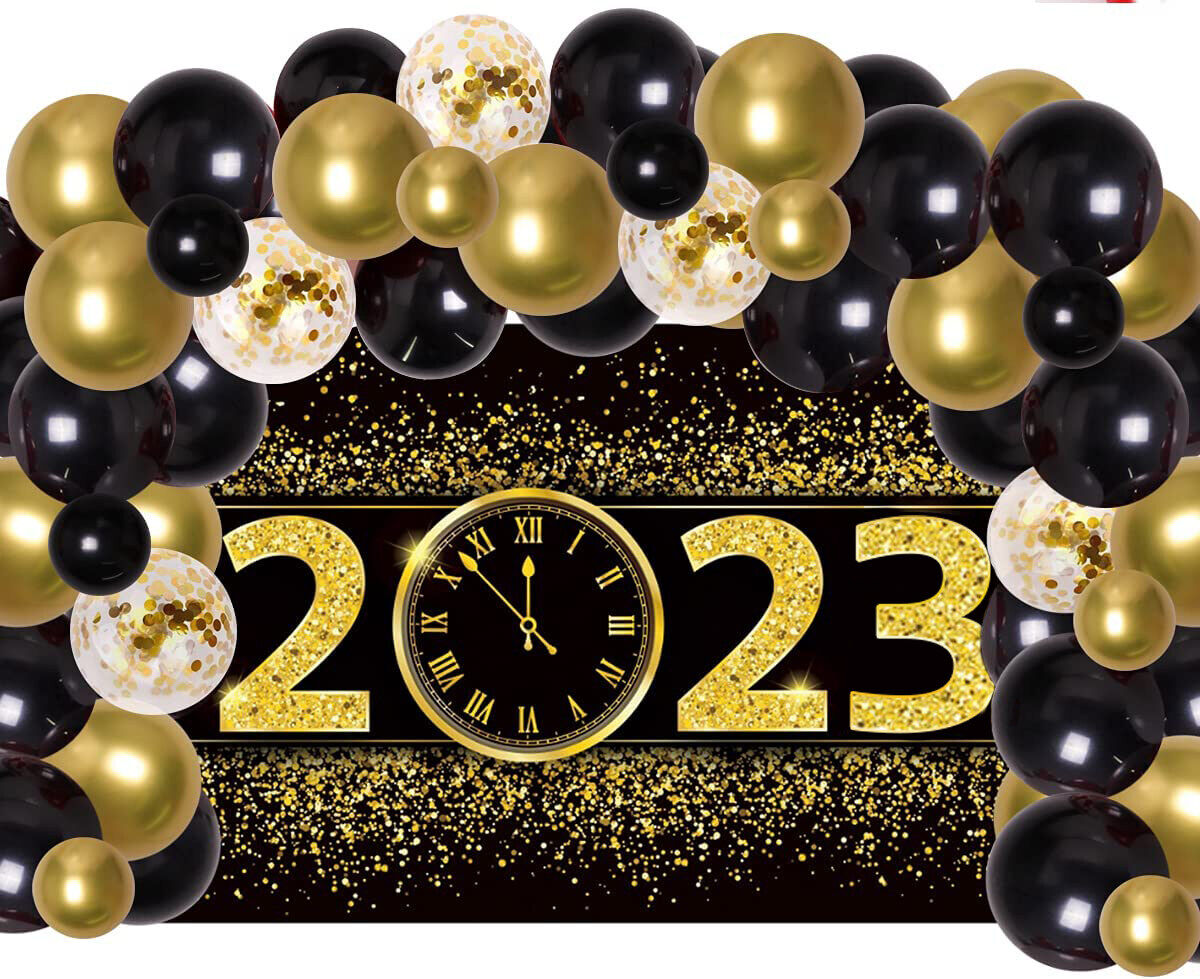 CHEEREVEAL 2023 New Year Party Decorations New Year Eve Black Gold