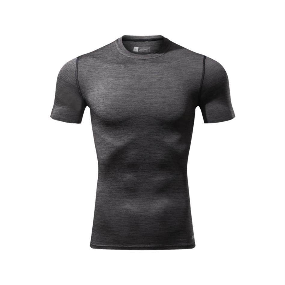 Quick - drying เสื้อยืดกระชับวิ่ง GYM คอกลมเสื้อสก็อตแขนสั้นชุดฝึกซ้อม Quick - drying เสื้อยืดกระชับวิ่ง GYM คอกลมเสื้อสก็อตแขนสั้นชุดฝึกซ้อม