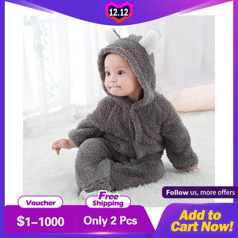เสื้อรอมเปอร์ทารก 0-12 เมตรผ้าฝ้ายสำหรับเด็กทารก Bodysuit BOY GIRL Hooded ชุดการ์ตูนหมีน่ารัก