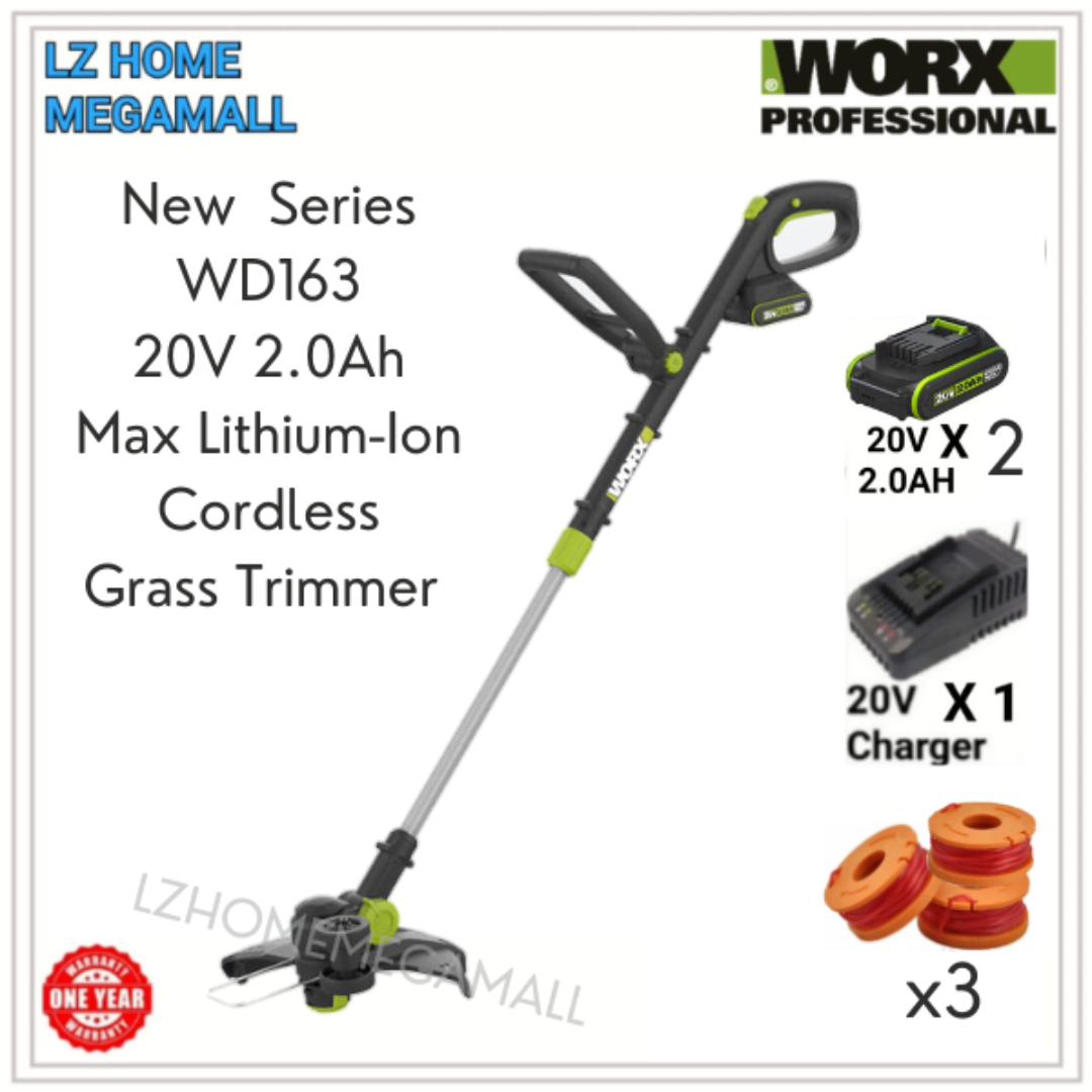 WORX WD163 20V 2 0Ah Max Lithium Ion Cordless Grass Trimmer With Power