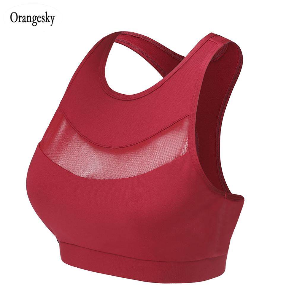 Orangesky กีฬาโยคะสำหรับผู้หญิง Bras ตาข่ายเย็บออกกำลังกาย GYM Racerback Activewear Bra