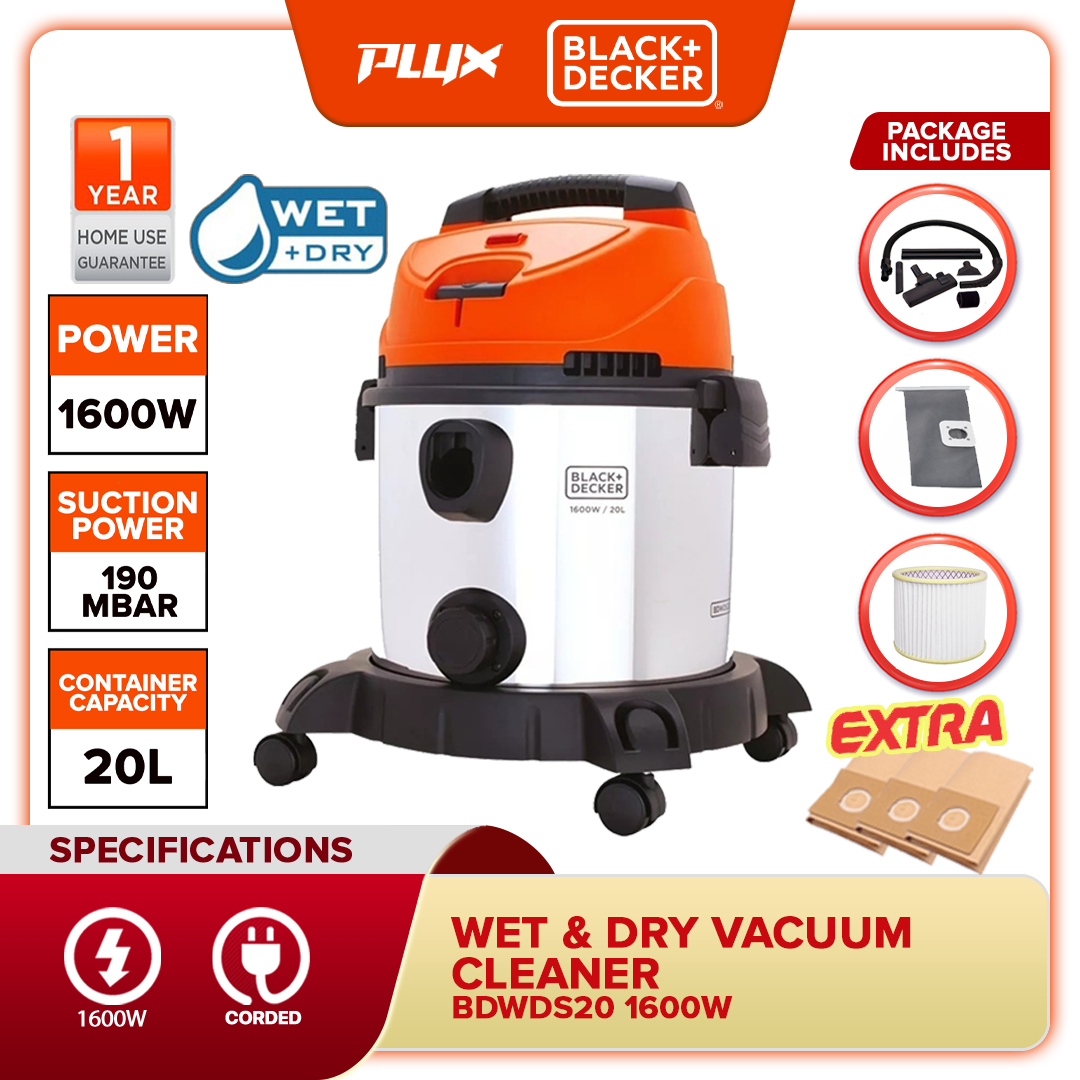 BLACK DECKER BDWDS20 1600W 20L Wet Dry Vacuum Cleaner Blower BDWD20