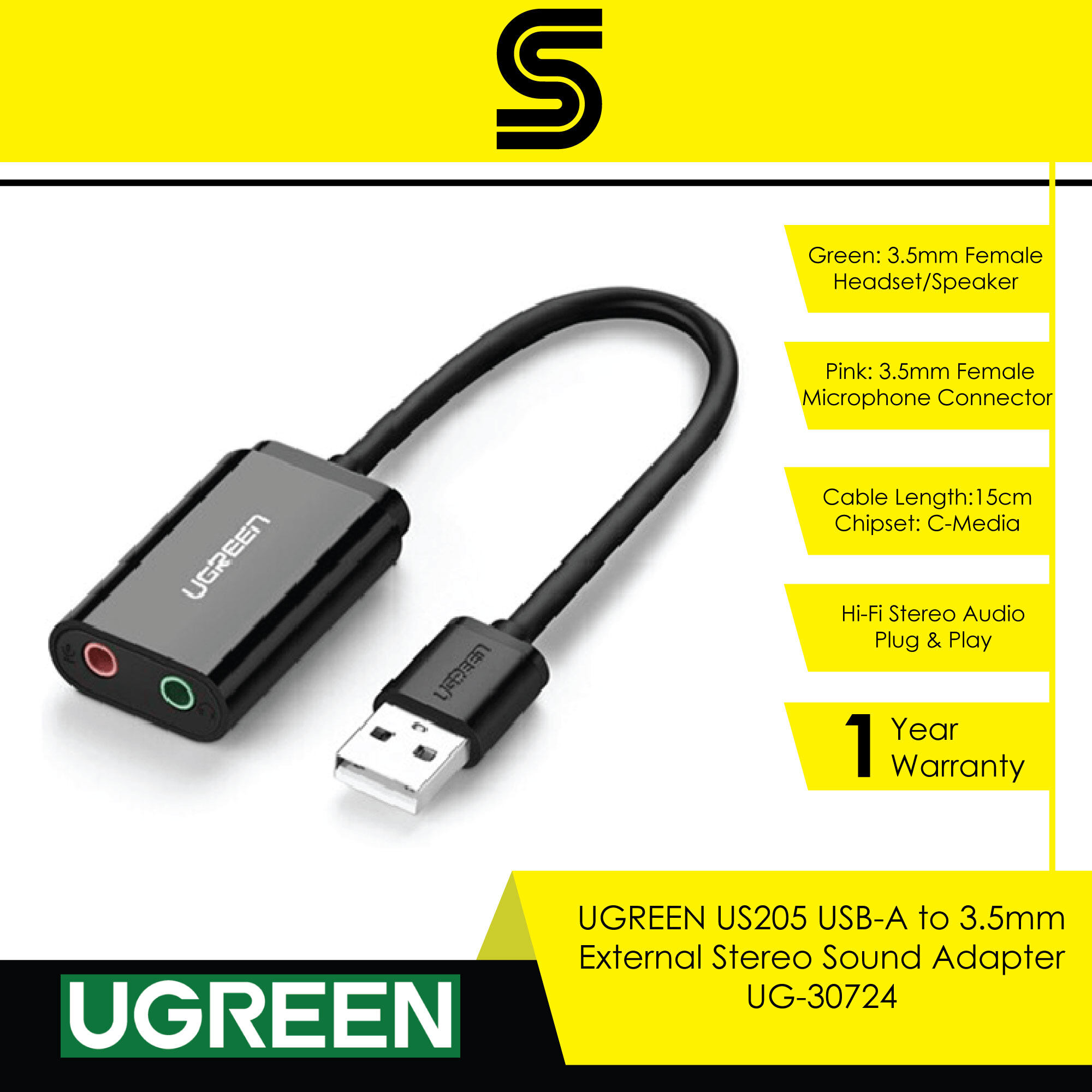 Ugreen Us Usb A To Mm External Stereo Sound Adapter Ug