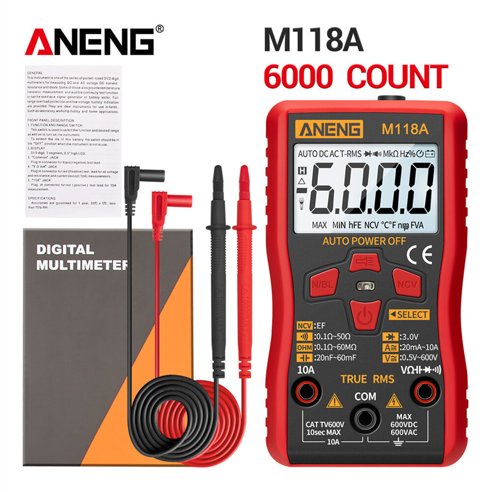 ANENG M118A Digital Mini Multimeter Tester Auto Mmultimetro True Rms