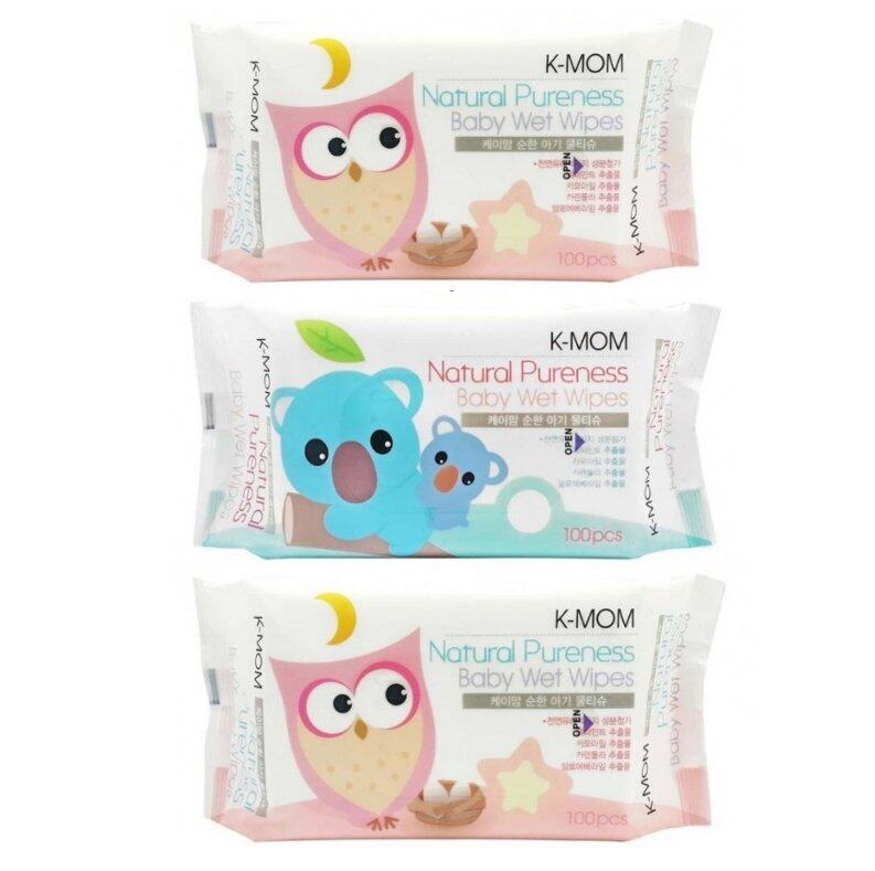 K-MOM Natural Pureness Baby Wet Wipes - 100pcs x3