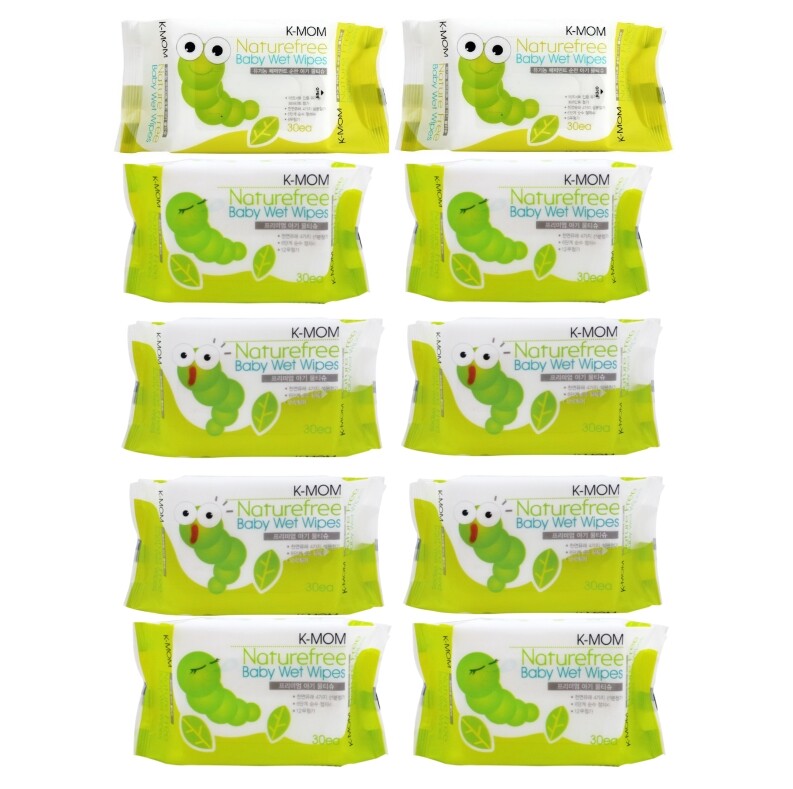 K-MOM Naturefree Baby Wet Wipes - 30pcs x 10