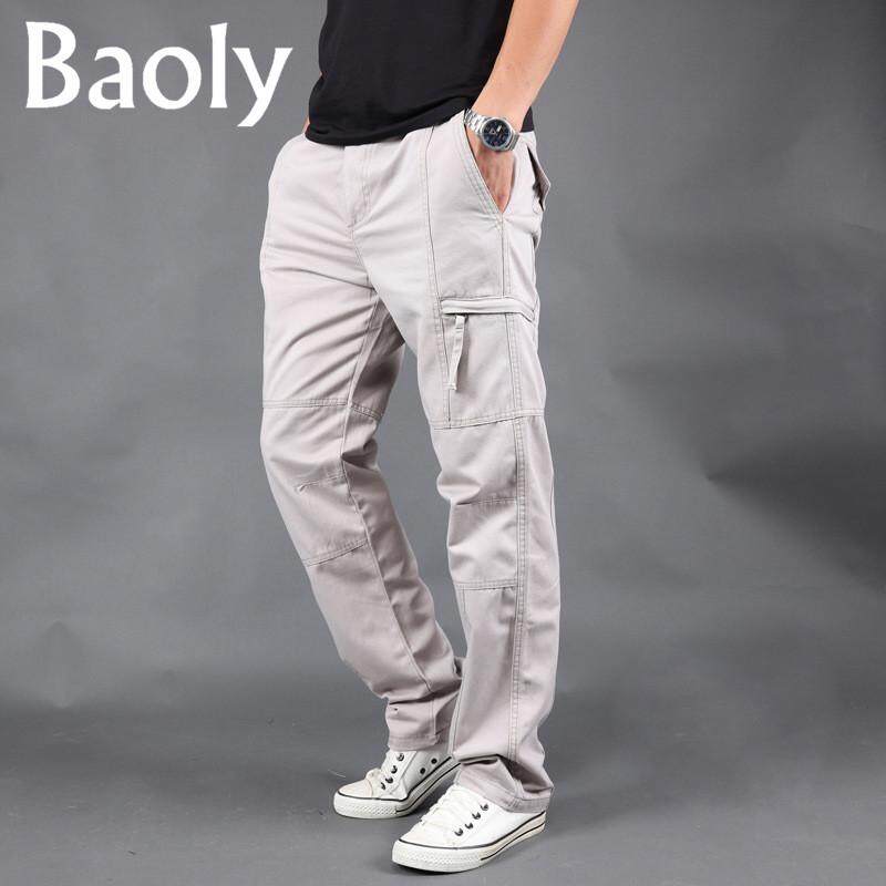 Baoly Men Casual Pants Summer Cotton Overalls Trousers Straight Pants Men'S Trend Multi-Pocket Outdoor Pants Large Size Baoly Men Casual Pants Summer Cotton Overalls Trousers Straight Pants Men'S Trend Multi-Pocket Outdoor Pants Large Size