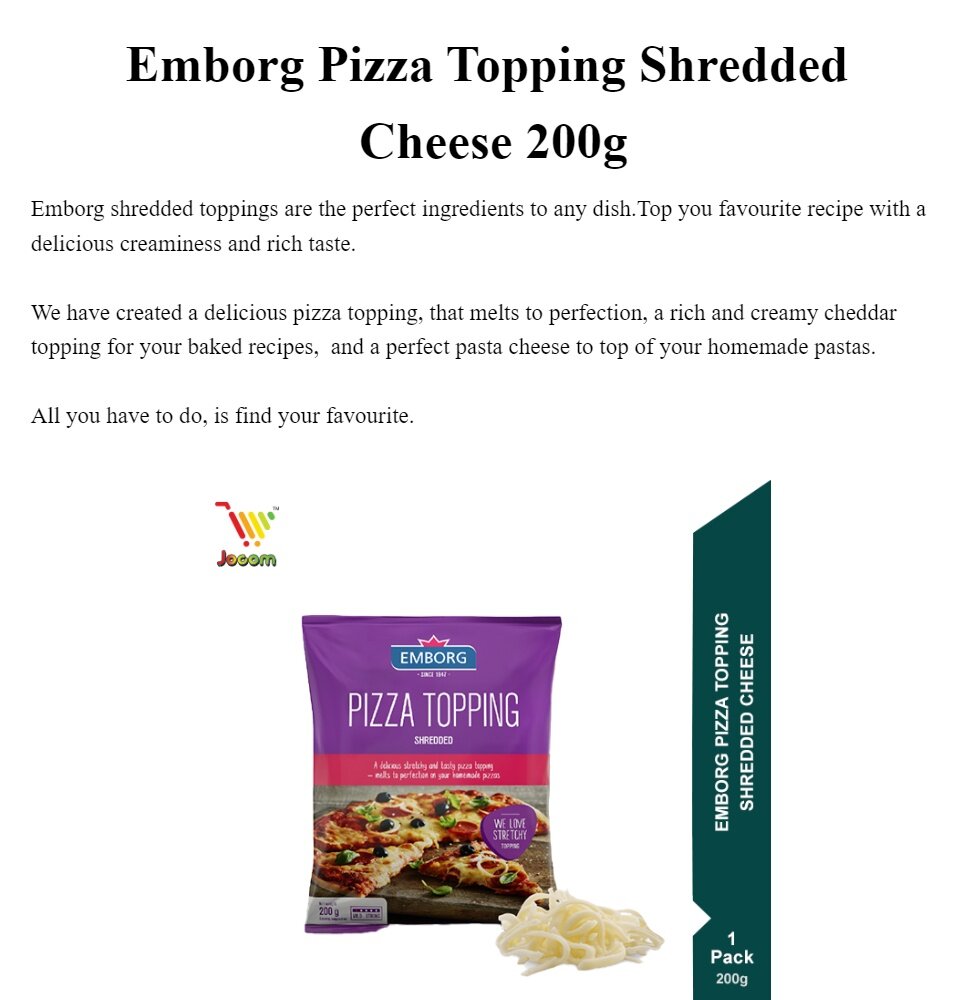 Emborg Pizza Topping Shredded Cheese 200g KL Selangor Delivery Only