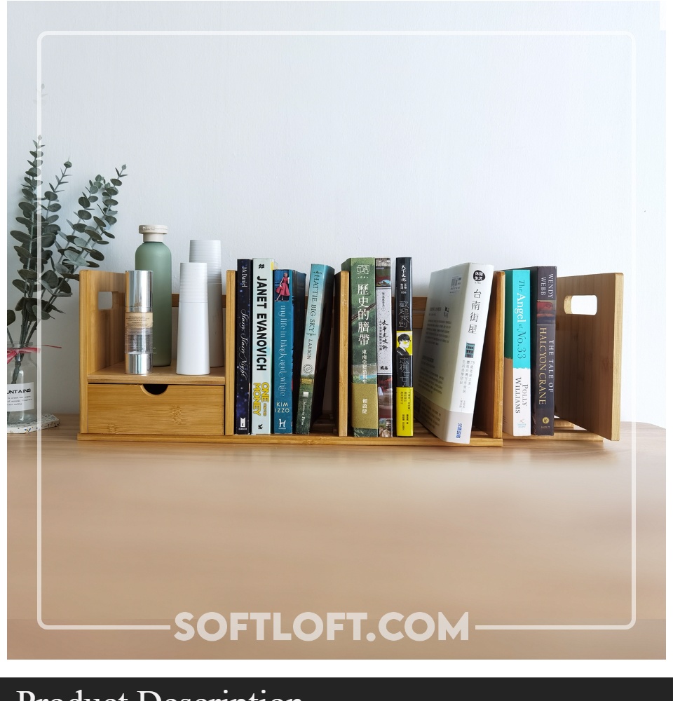 Softloft Solid Bamboo Ellie Bookshelf Adjustable Book Shelf