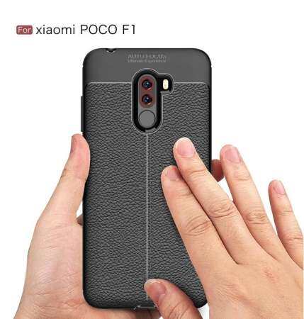 For Xiaomi Mi Pocophone F1 / Poco F1 / PocoF1 Case Luxury Soft Silicon Litchi Striae Leather Case Coque Shock Proof Back Cover