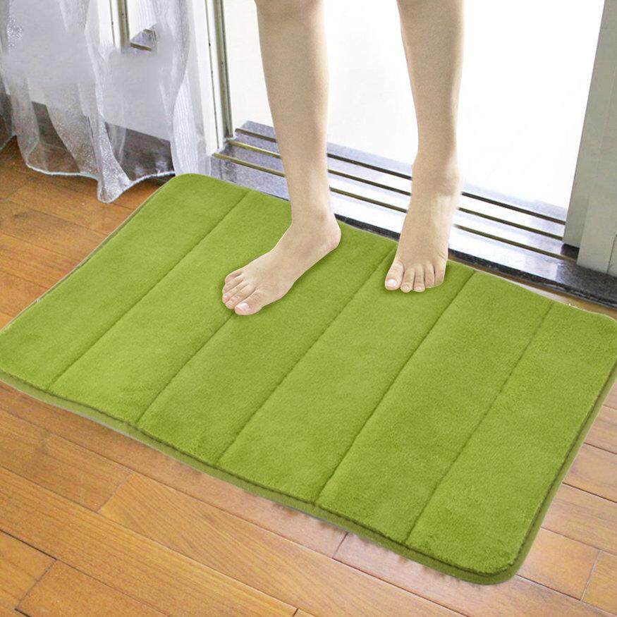 UINN Memory Foam Bath Pad Bathroom Water Absorbent Non-slip Mats Shower Carpet Green - intl