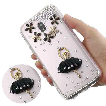 กรณีเพชรสำหรับซัมซุงกาแล็คซี่ J7 2017 J730 กรณี TPU J7 Pro 2017 Rhinestone เคสโทรศัพท์ - INTL