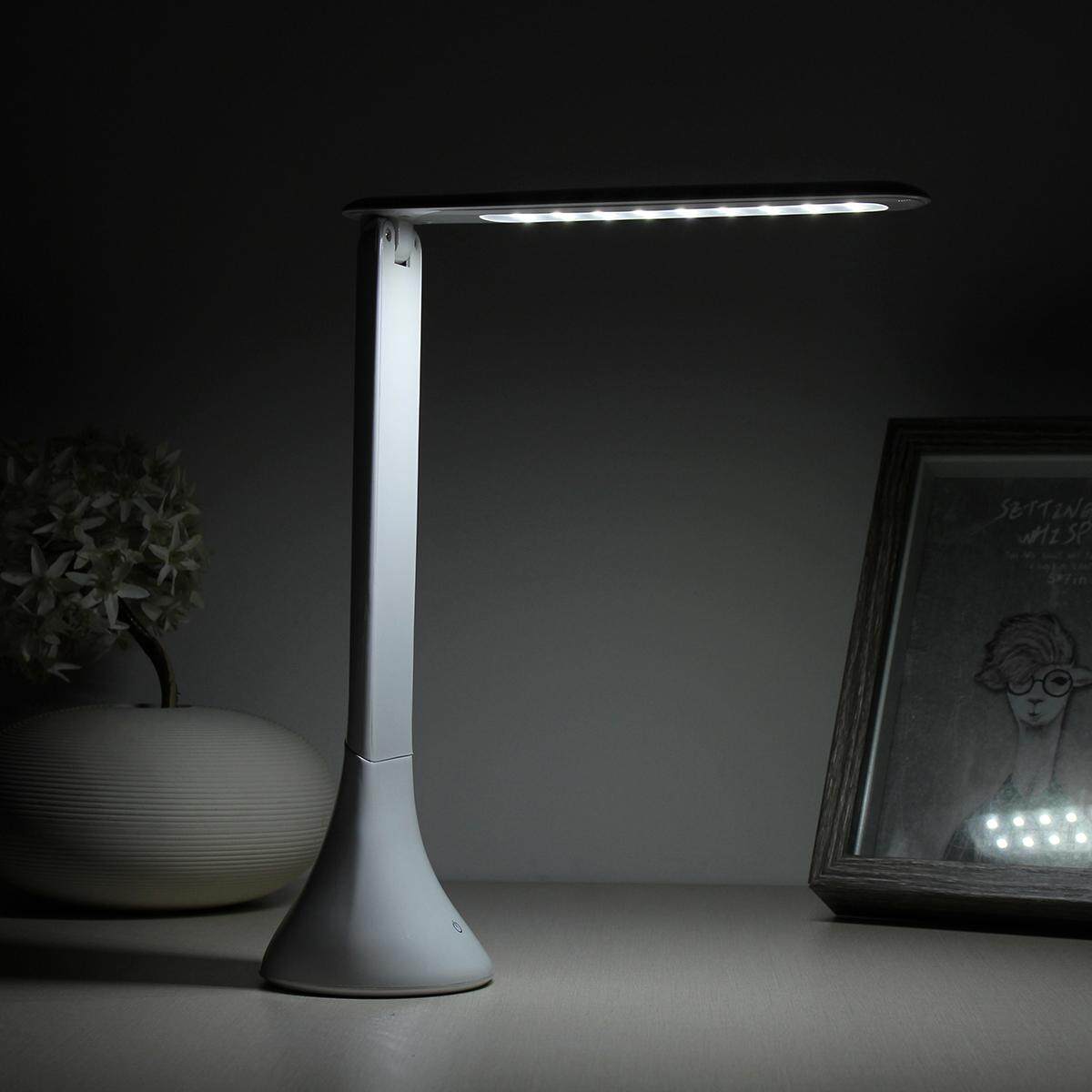 Adjustable USB Rechargeable Touch Sensor LED Desk Table Lamp Reading Light White