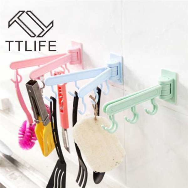 TTLIFE Rotary Sticky Kitchen Wall Door Hook Bathroom Towel Rack Hanging - intl