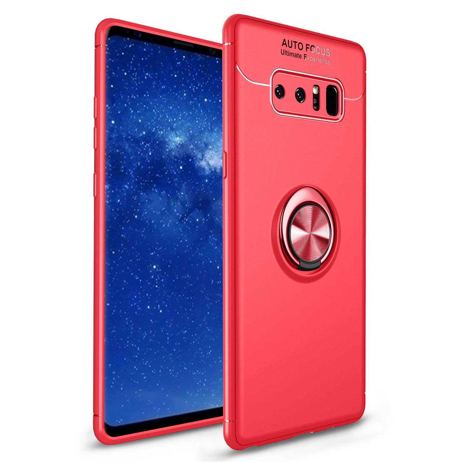 for Samsung Note8 Case [Black Metal Ring Buckle] Soft TPU Back Case Cover, 360 Degree Rotating Invisible Ring Kickstand Holder Bracket, Can work with Car Mount, Shockproof, Impact Resistant