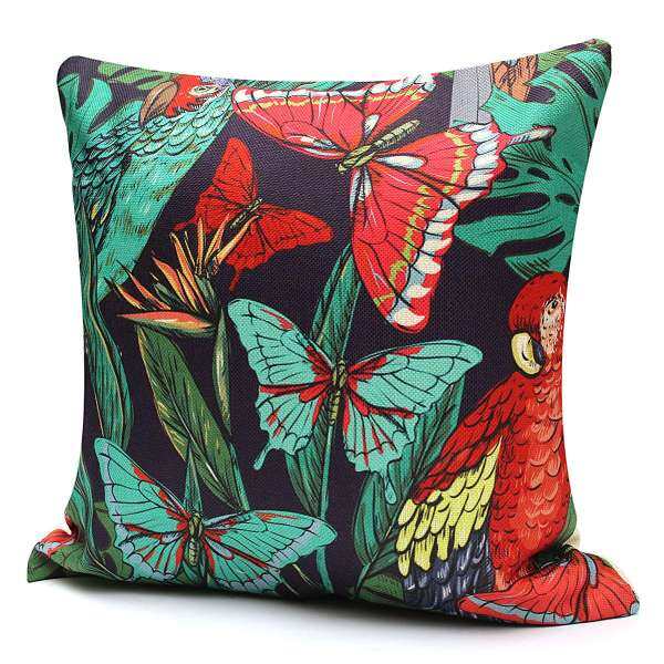 Tropical Plant Flamingo Cotton Linen Throw Pillow Case Cushion Cover Home Decor# Butterfly