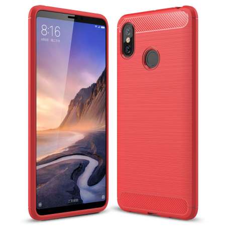 Lenuo สำหรับ Xiaomi Mi MAX 3 กรณีคาร์บอนไฟเบอร์ซิลิโคน Brushed ข้างหลังโทรศัพท์ครอบคลุมนุ่ม TPU กรณี