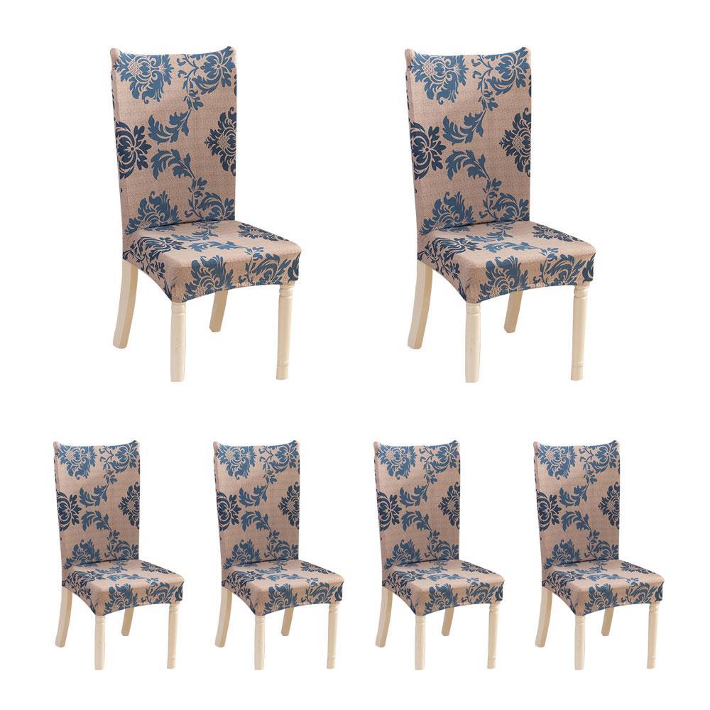 Outflety 6 Pcs Soft Short Dining Room Chair Covers With Printed Pattern Chair Protector Seat Slipcover For Hotel Dining Room Ceremony Banquet Wedding Party Lazada Singapore